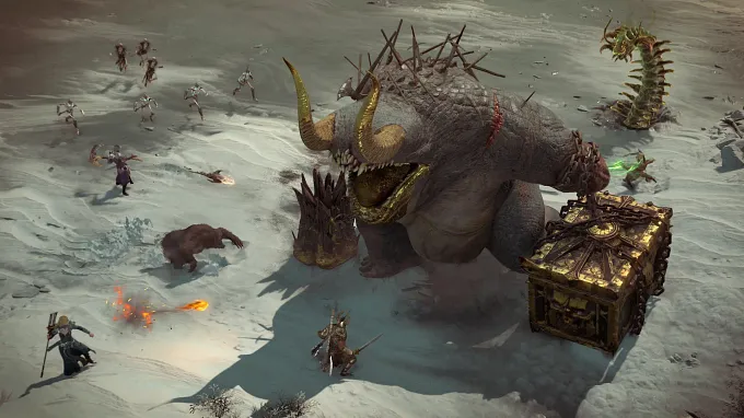 Diablo 4 World Boss Avarice with his chest ready to fight