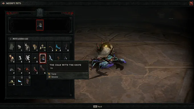 Diablo 4 Crab with a Knife Pet reward