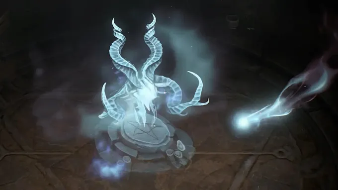 Diablo 4 Death ghost altar in form of a skull on the ground