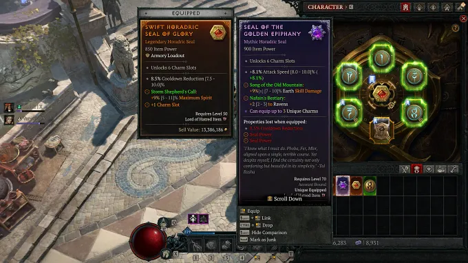 Diablo 4 Comparison between Legendary Seals and Mythic Seals