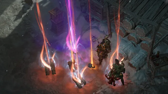 Diablo 4 Mythic beams and unique beams for items on the floor