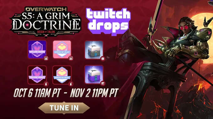 Overwatch Season 5 Twitch Drops with details on all the rewards and Doctrine on the side