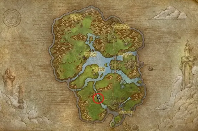 WoW Forever Zephras Isle Map with the location of the Musical Gustjumper pinned on the map