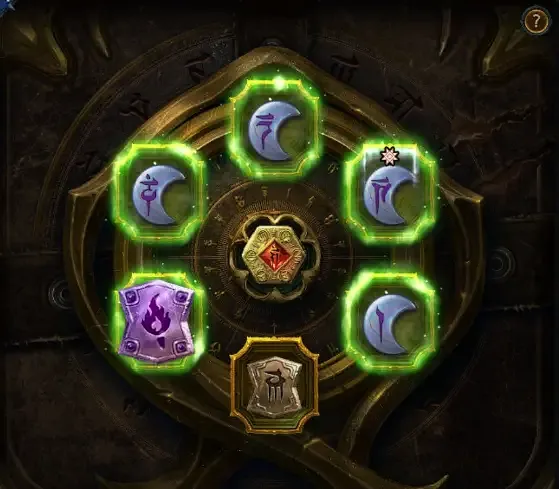 Diablo 4 charm inventory showing set charms equipped with a hellfire Torche and another Unique charm