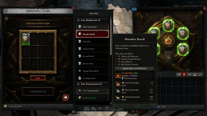 Diablo 4 Season 15 Horadric Cube New recipe example of crafting in the cube