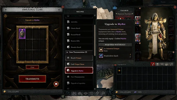 Season 15 Mythic Crafting changes