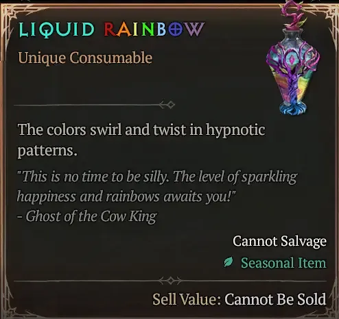 Diablo 4 Season 15 Liquid Rainbow item tooltip