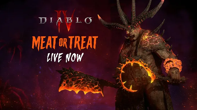 Diablo 4 Meat or Treat Event with the burning butcher on the side