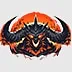 BlizzCon 2026 Diablo Twitch badge showing a horned demonic face in black, red, and orange.