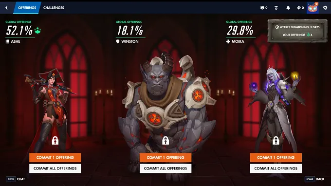 Overwatch Mystery Madness: Graveyard Games Offerings showing Ashe, Winston, and Moira