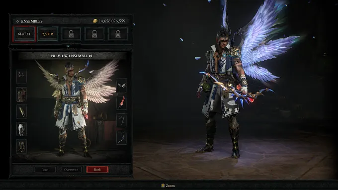 Diablo 4 wardrobe menu on the ensemble option