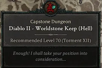 Diablo 4 Worldstone Keep Hell difficulty capstone dungeon
