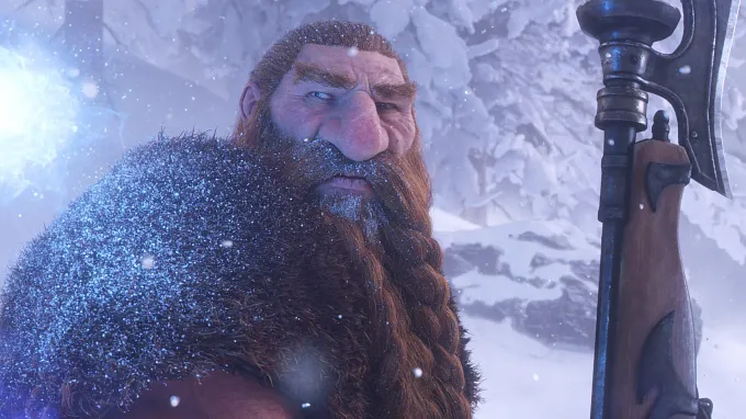 WoW Forever Dwarf looking at a floating light in a snowy area