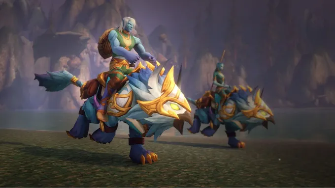 WoW Forever Skyborn characters riding their mounts