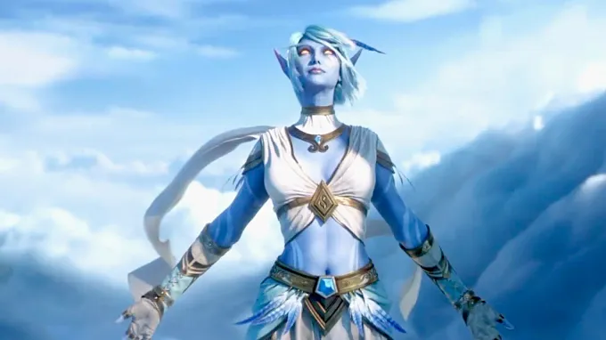 WoW Forever Skyborne race in the sky in the middle with arms open